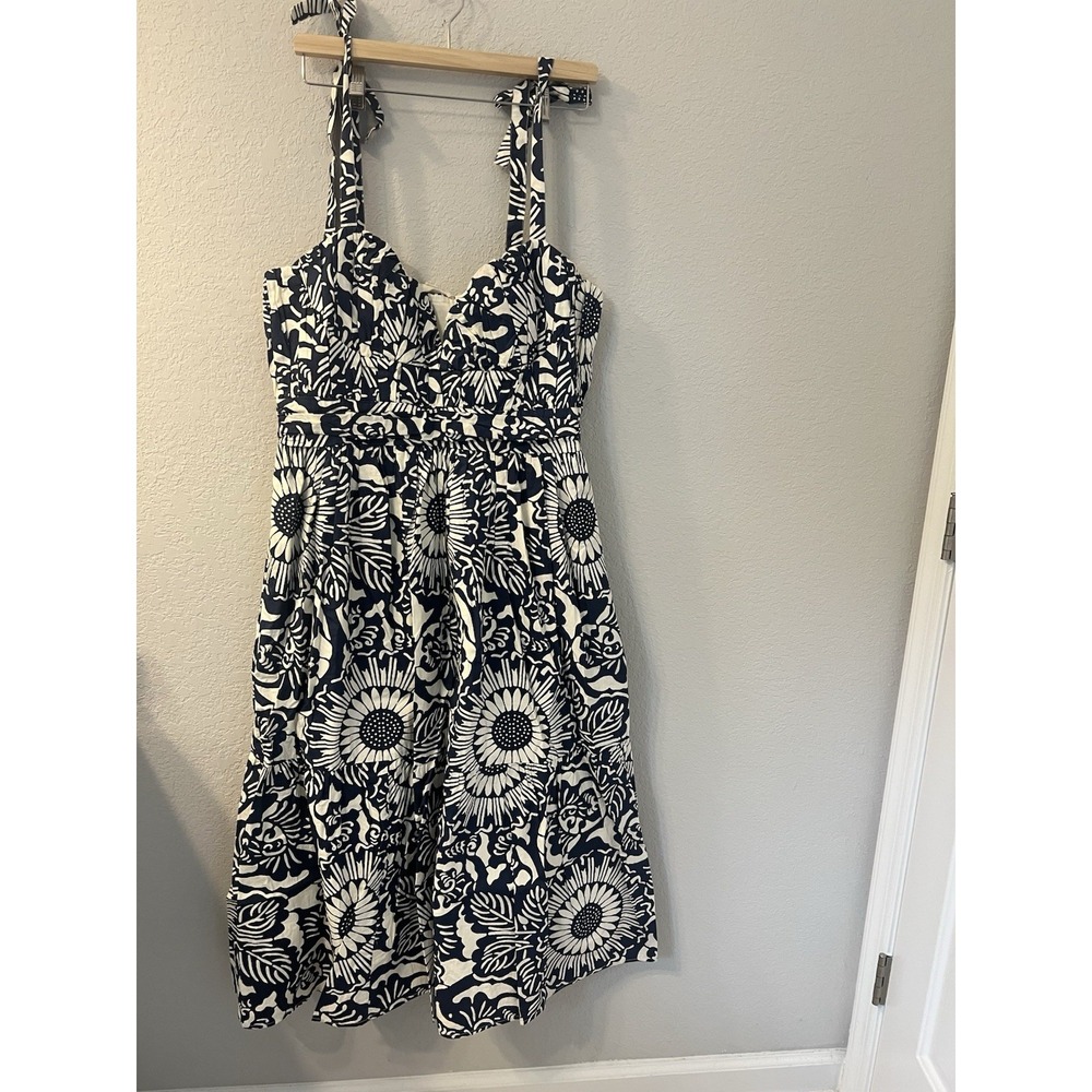 Anthropologie Forever That Girl Blue White Floral Midi Dress Sleeveless Size M